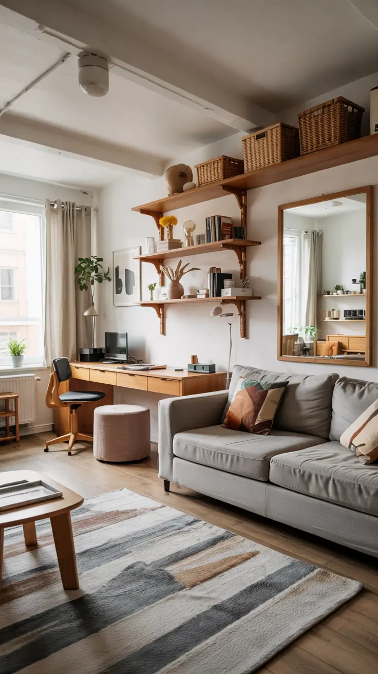 15 Apartment Makeover Ideas 2026 - Creative Studio Apartment ... - Apartment Makeover Using Recycled Materials For Shelves