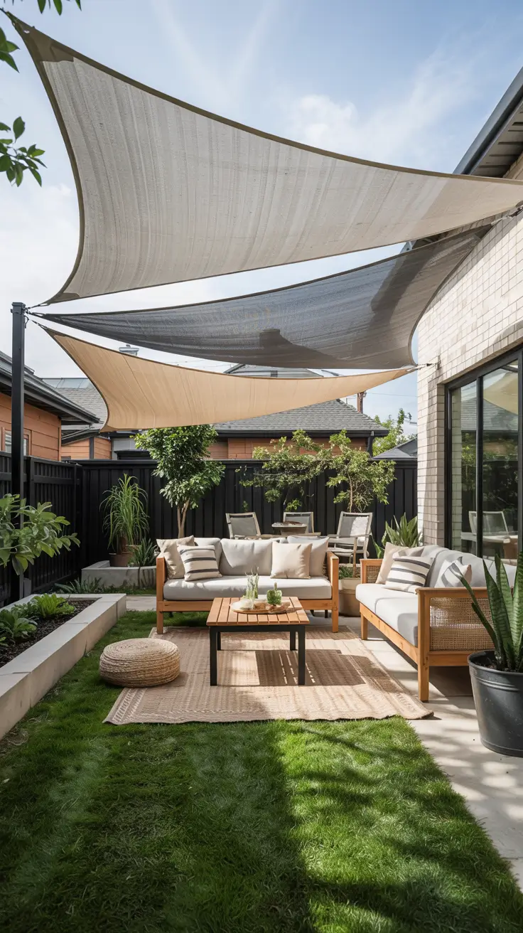 14 Shade Sail Backyard Ideas 2026 - Modern Sun and Triangle Designs