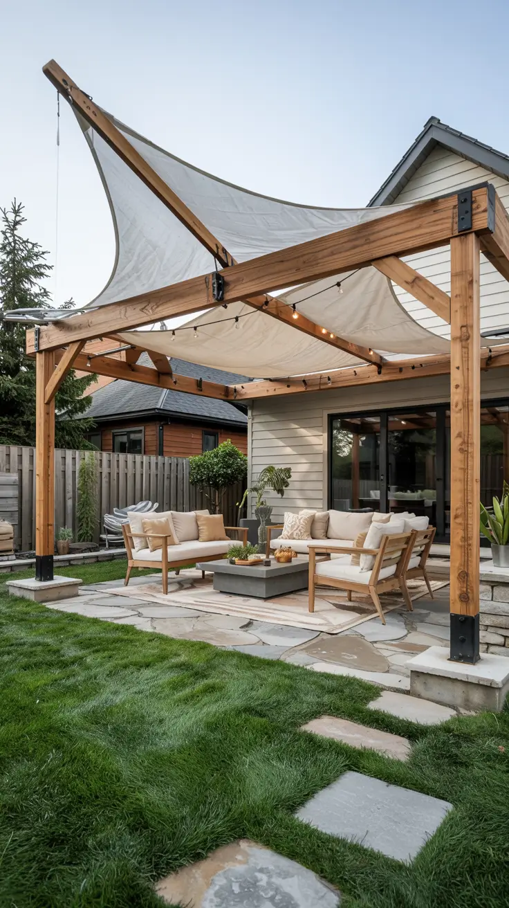 14 Shade Sail Backyard Ideas 2026 - Modern Sun and Triangle Designs
