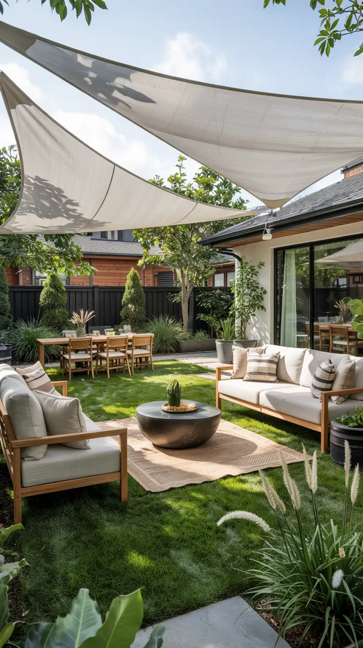 14 Shade Sail Backyard Ideas 2026 - Modern Sun and Triangle Designs