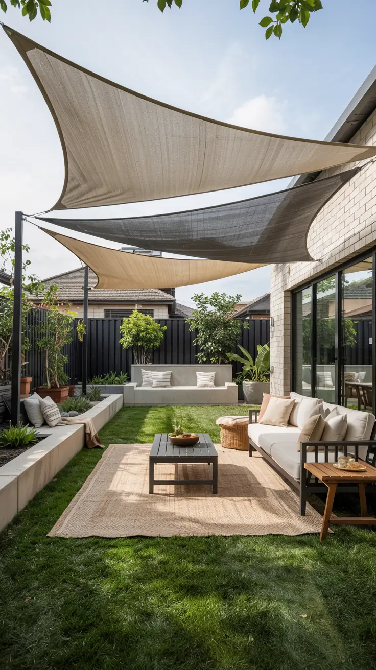 14 Shade Sail Backyard Ideas 2026 - Modern Sun and Triangle Designs