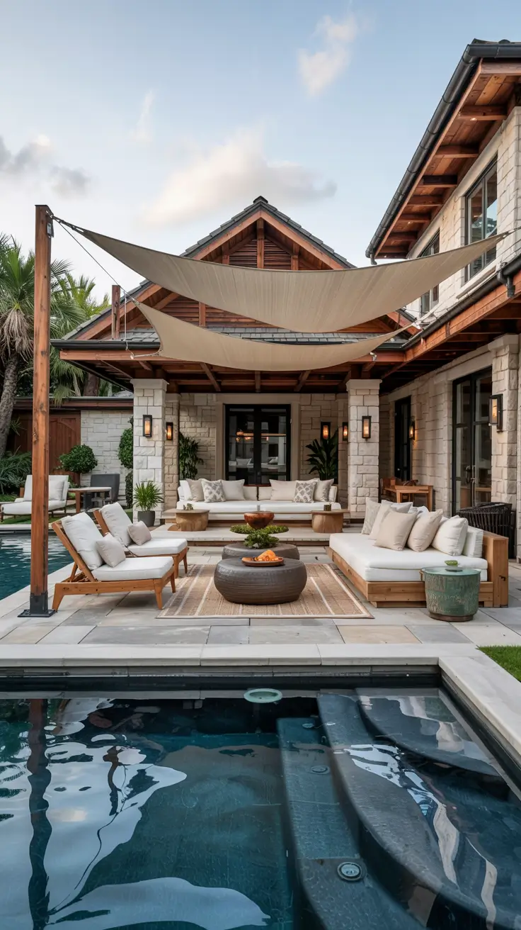 14 Shade Sail Backyard Ideas 2026 - Modern Sun and Triangle Designs