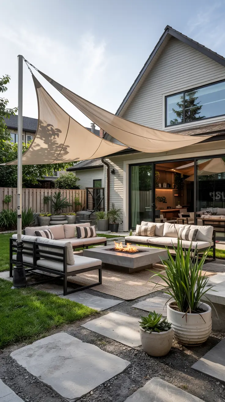 14 Shade Sail Backyard Ideas 2026 - Modern Sun and Triangle Designs
