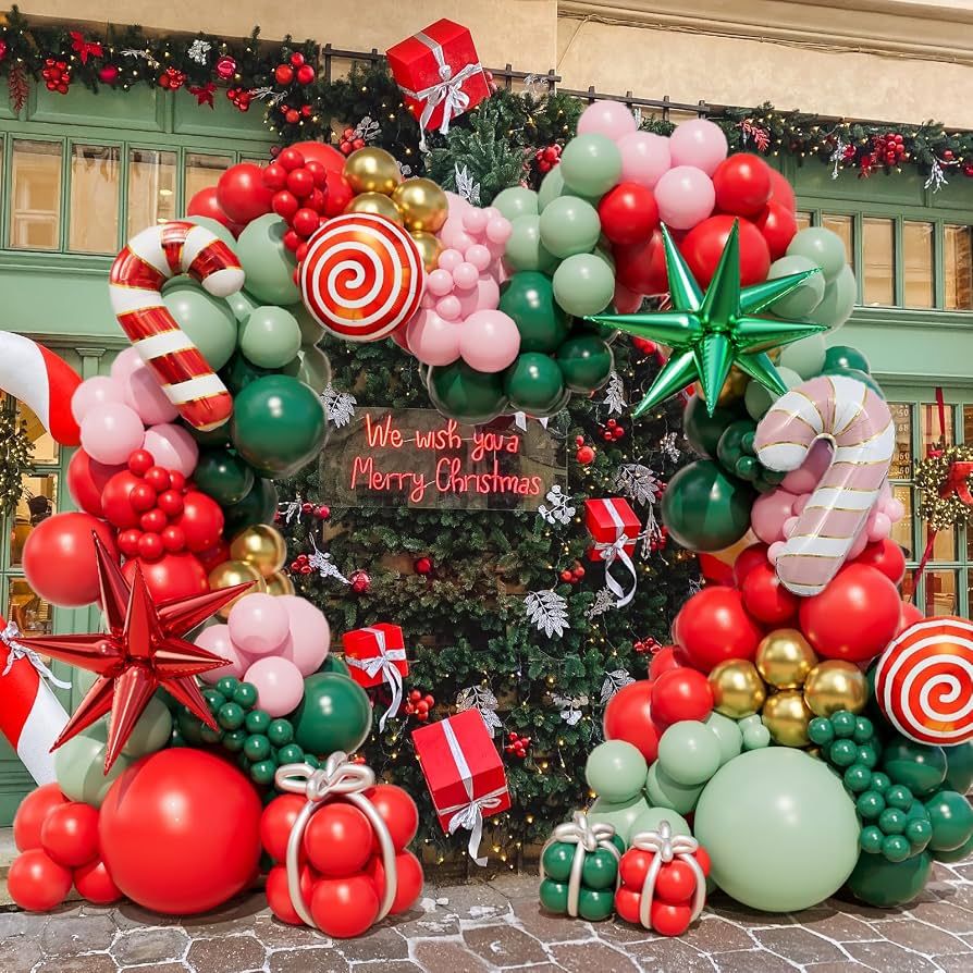 Outdoor Festive Balloon Garland Arch with Themed Balloons — New Years Eve Balloon Garland