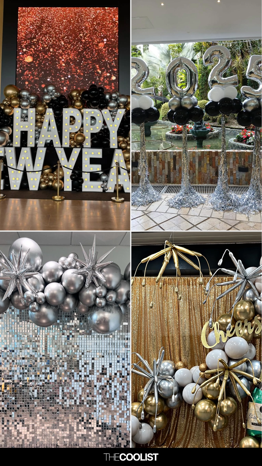 Illuminated 'Happy New Year' Sign and Dramatic Balloon Arch — New Years Eve Party 2027