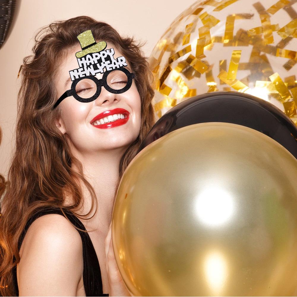 Glittery 'Happy New Year' Novelty Glasses — New Years Eve Party Decor