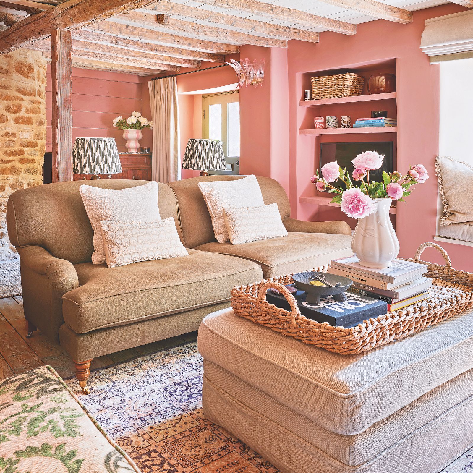 Eclectic Hygge Living with Pink Palette and Dual Sofas — Hygge Home Decor