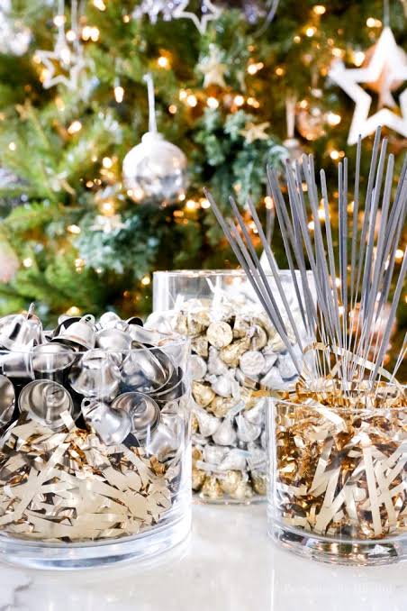 Festive Party Favors Displayed in Glass Jars — New Years Eve Party 2027