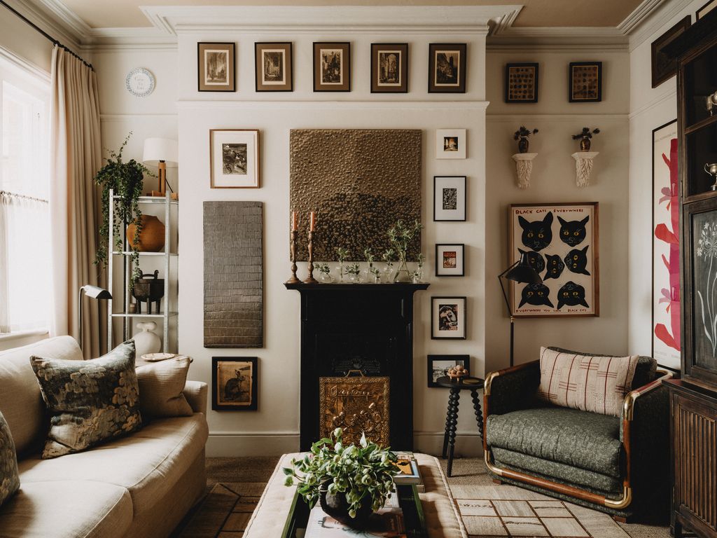 Eclectic Living Room with Textured Gallery Wall — Winter Home Decor
