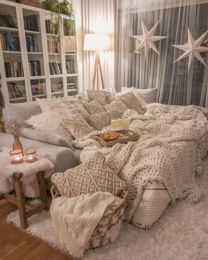 Cozy Evening Hygge with Abundant Textured Pillows — Hygge Home Decor