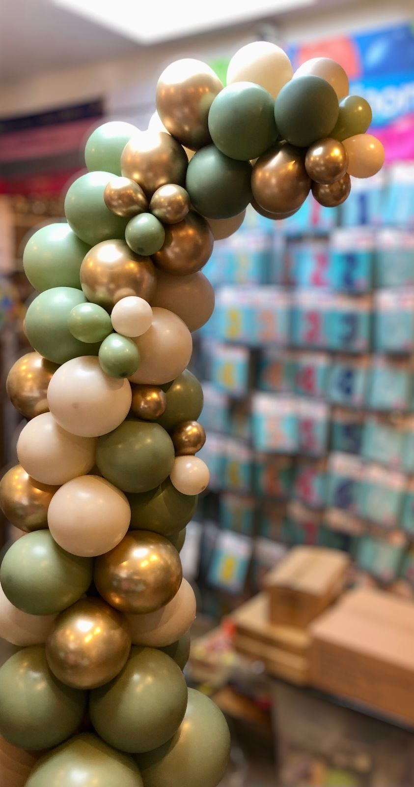 Sage Green, Cream, and Gold Organic Half-Arch Balloon Garland — New Years Eve Balloon Garland