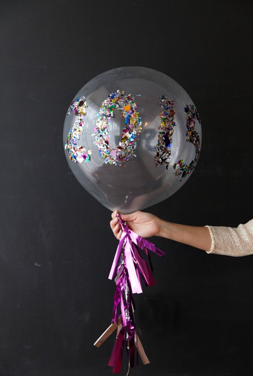 Confetti-Filled Balloon with Purple Foil Tassel — New Years Eve Party Decor