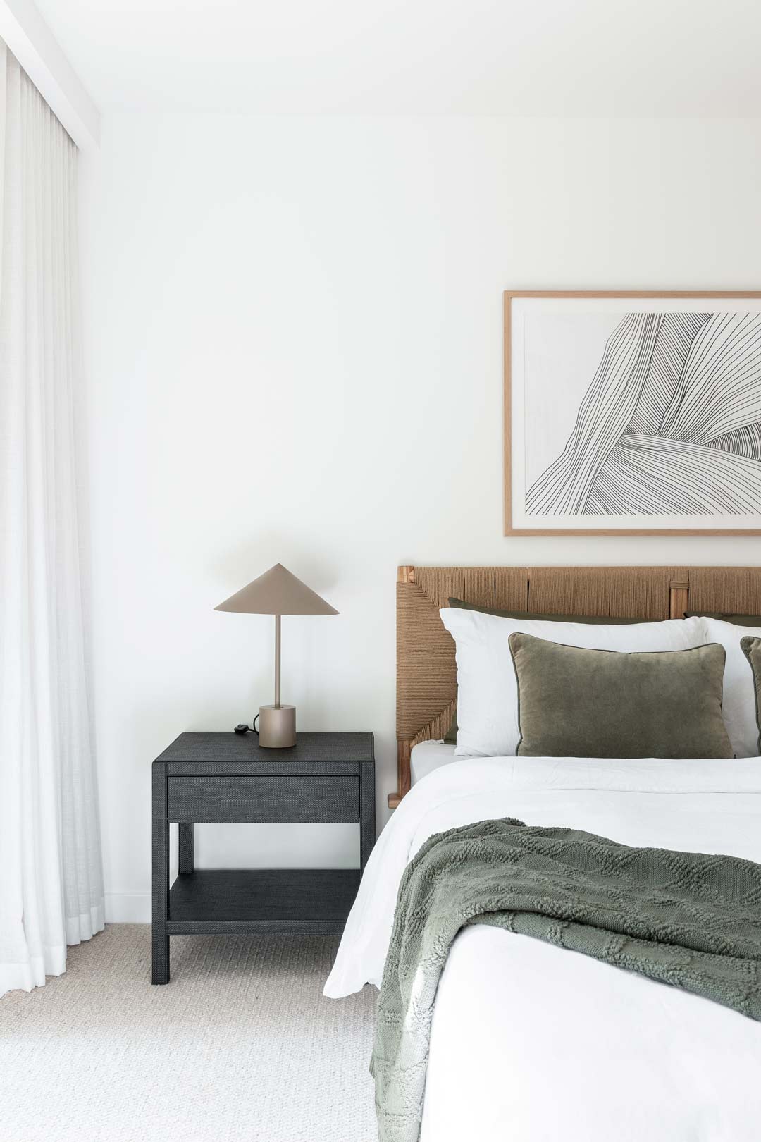 Minimalist Scandinavian Bedroom with Woven Headboard — Hygge Home Decor