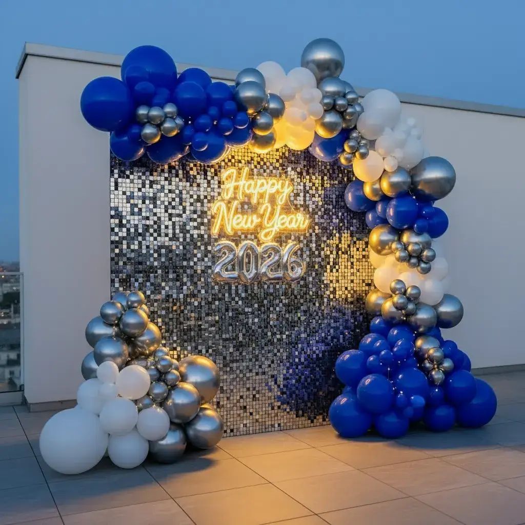 Terrace Visual Idea — New Years Eve Balloon Garland
