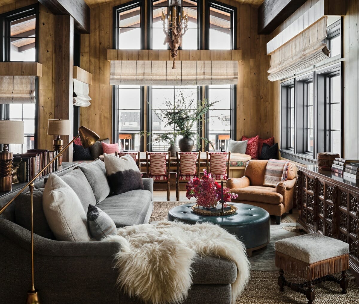 Luxurious Transitional Living Room with Layered Textures — Winter Home Decor