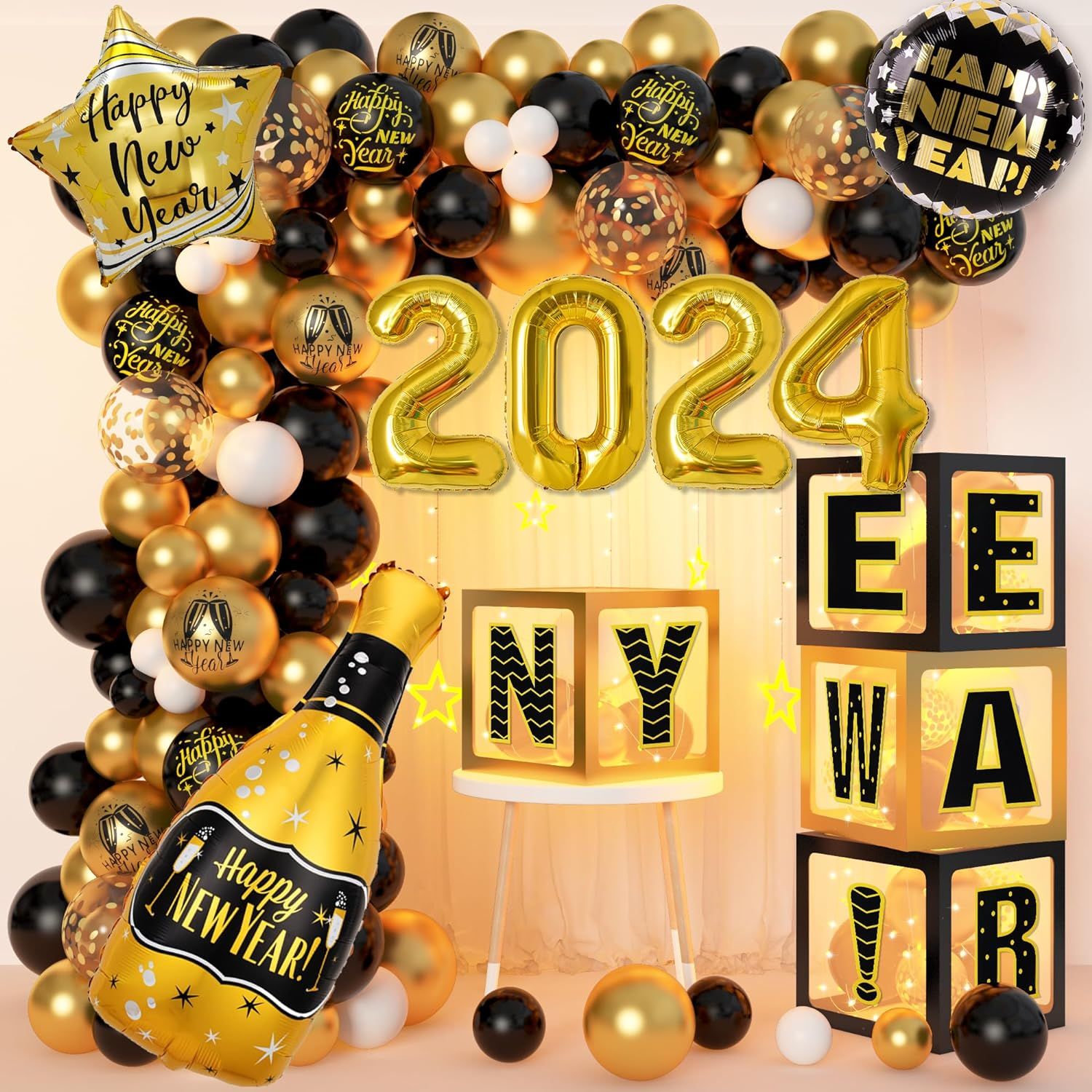 Party Setting Visual Idea — New Years Eve Balloon Garland