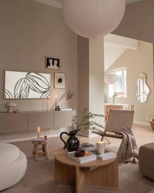 Minimalist Hygge Nook with Woven Leather Chair and Candles — Hygge Home Decor