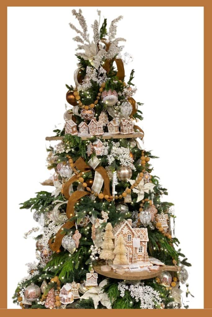 Christmas Tree Embellished with Gingerbread House Ornaments — gingerbread christmas decor ideas 2026
