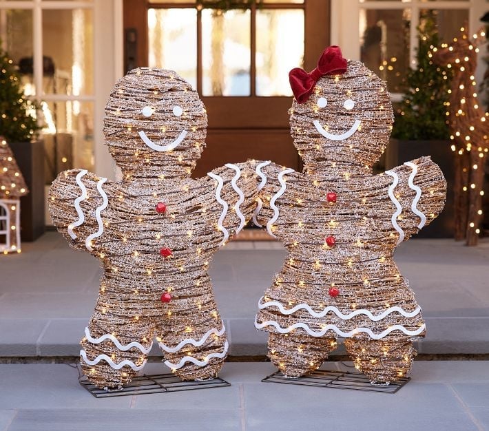 Outdoor Light-Up Gingerbread Figures for Festive Entry — gingerbread christmas decor ideas 2026