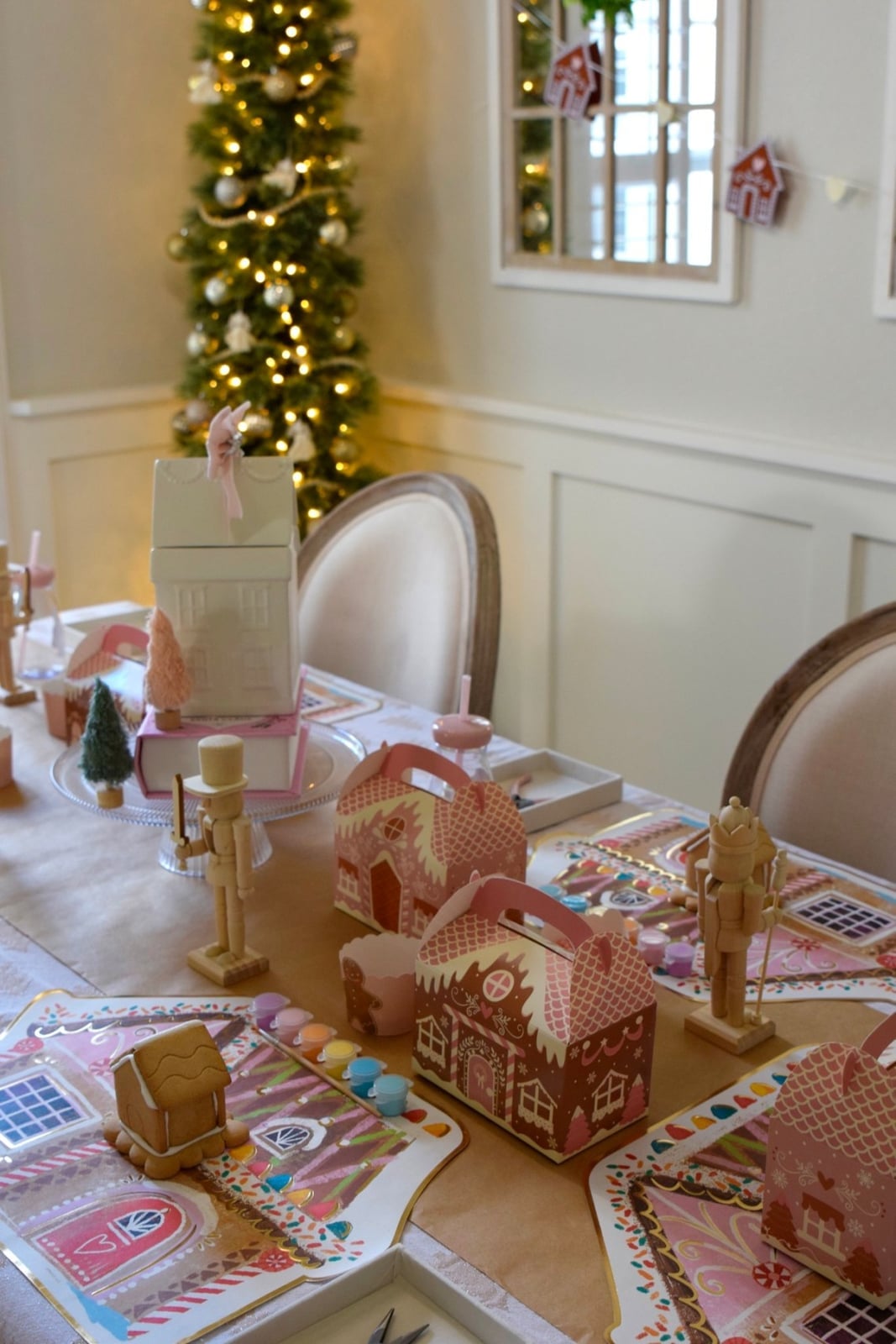 Gingerbread House Decorating Activity Table Setup — gingerbread christmas decor ideas 2026