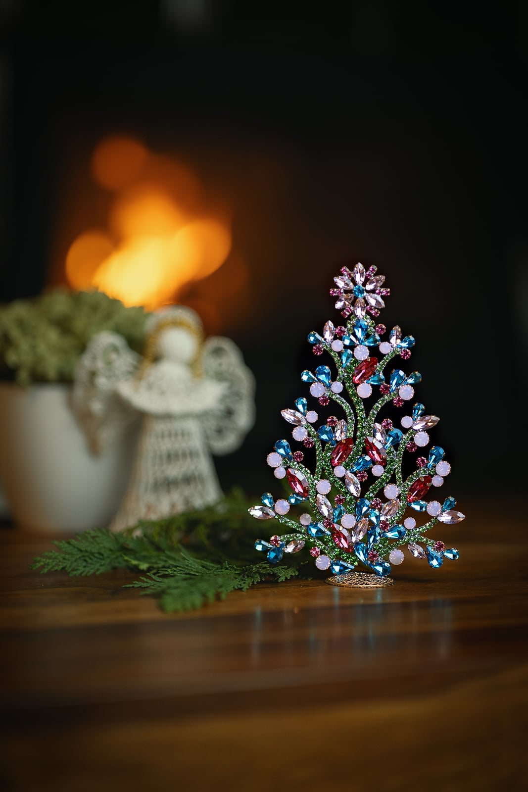 Glamorous Jeweled Miniature Tree in Pastel Blue and Pink — pastel christmas tree 2026
